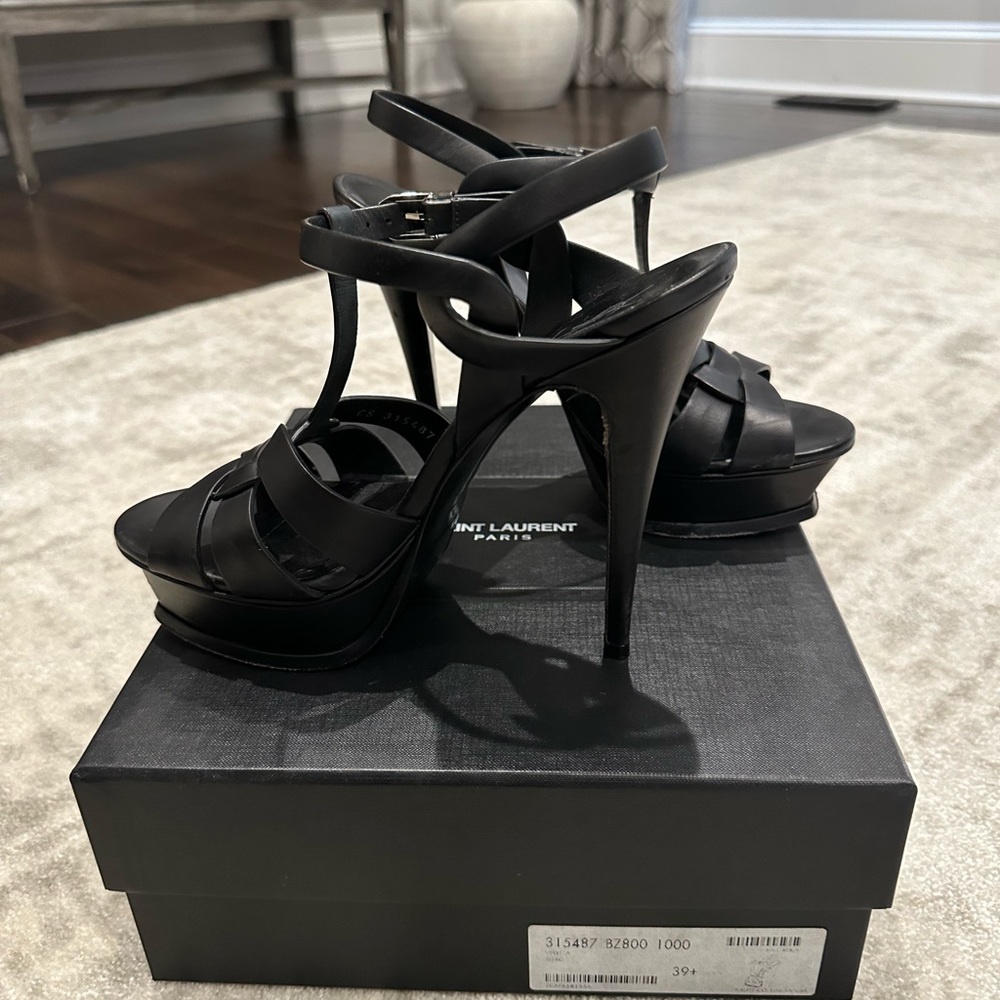 Saint Laurent Tribute 105 YSL Black Leather size 39